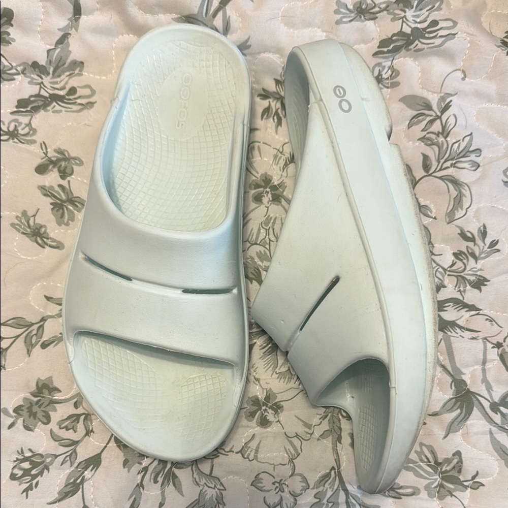 OOFOS Blue Mules Lightweight Foam Comfort